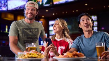 group eating at the sportsbook