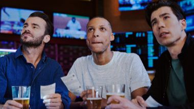 woman placing bet at sportsbook counter