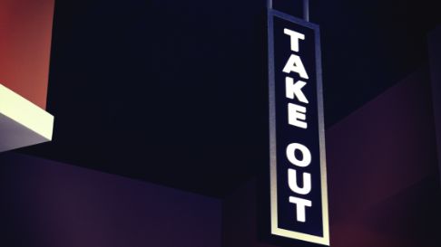 take out sign at night
