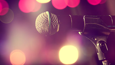 microphone with blurred lights